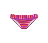 Bikini-Hose S.OLIVER "Fun", Damen, Gr. 36, N-Gr, pink (pink bedruckt), Recycling-Polyamid, gestreift, Badehosen Bikini-Hose, mit Umschlagbund und trendigem Streifen-Design (52851568-36) pink bedruckt