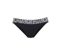 Bikini-Hose S.OLIVER "Kanto", Damen, Gr. 40, N-Gr, schwarz-weiß (schwarz, weiß), Microfaser, Recycling-Polyamid, bedruckt, kontrastfarbene Details, unifarben, Badehosen Bikini-Hose, mit Umschlagbund i