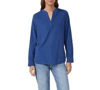 Langarmbluse S.OLIVER, Damen, Gr. 40, dusty indigo, Web, Obermaterial: 68% Baumwolle, 32% Viskose, unifarben, regular fit normal, Rundhals, Aufschlag, Blusen, mit Turn-Up (48565634-40) dusty indigo
