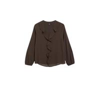 Langarmbluse S.OLIVER BLACK LABEL, Damen, Gr. 44, braun (chocolate), Web, Obermaterial: 100% Viskose. Futter: 100% Viskose, unifarben, lässig geschnitten hüftbedeckend, V-Ausschnitt, elastischer Bund,