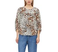 Druckbluse S.OLIVER, Damen, Gr. 38, almond aop, Web, Obermaterial: 100% Viskose, bedruckt, lässig geschnitten hüftlang, Rundhals, elastischer Bund, Blusen Druckbluse, 3/4-Arm Sommerbluse / bedruckt /