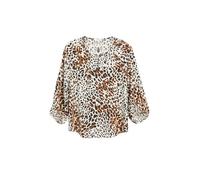 Druckbluse S.OLIVER, Damen, Gr. 42, almond aop, Web, Obermaterial: 100% Viskose, bedruckt, lässig geschnitten hüftlang, Rundhals, elastischer Bund, Blusen Druckbluse, 3/4-Arm Sommerbluse / bedruckt /