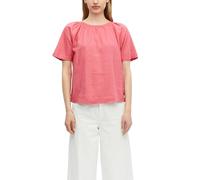 Kurzarmbluse S.OLIVER, Damen, Gr. 38, marsala pink, Web, Obermaterial: 52% Leinen, 48% Viskose, unifarben, hüftbedeckend, Rundhals, abgesteppte Kante, Blusen, Sommerbluse mit Bindeband im Rücken (1285