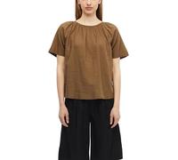 s.Oliver Damen Bluse - Relaxed Fit, Leinenmix, Raffung, Schleife