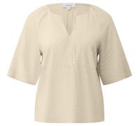Schlupfbluse S.OLIVER, Damen, Gr. 44, beige (light cream beige), Web, Obermaterial: 95% Viskose, 4% Polyamid, 1% Elasthan, unifarben, lässig geschnitten hüftbedeckend, Rundhals, abgesteppte Kante, Blu