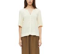 Schlupfbluse S.OLIVER, Damen, Gr. 38, beige (light cream beige), Web, Obermaterial: 95% Viskose, 4% Polyamid, 1% Elasthan, unifarben, lässig geschnitten hüftbedeckend, Rundhals, abgesteppte Kante, Blu