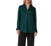 s.Oliver Damen Bluse - Satin, V-Ausschnitt, Stehkragen, Langarm