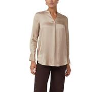 s.Oliver Damen Bluse - Satin, V-Ausschnitt, Stehkragen, Langarm