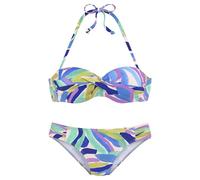 s.Oliver Bügel-Bandeau-Bikini Damen gemustert Recycling-Polyamid Blau-Grün Gr. 40 Cup D