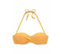 Bügel-Bandeau-Bikini-Top S.OLIVER "Rome", Damen, Gr. 42, Cup B, gelb, Polyamid, unifarben, Bikini-Oberteile, in Wickeloptik (83321863-42) gelb
