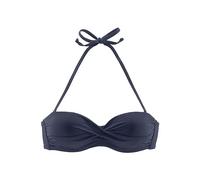 Bandeau-Bikini-Top S.OLIVER "Spain", Damen, Gr. 36, Cup B, blau (marine), Microfaser, Microfaser, unifarben, Bikini-Oberteile, in unifarben mit Wickeloptik (431845-36) marine