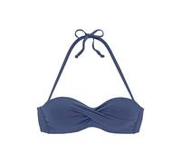 Bandeau-Bikini-Top S.OLIVER "Spain", Damen, Gr. 36, Cup A, blau (türkis), Microfaser, Microfaser, unifarben, Bikini-Oberteile, in unifarben mit Wickeloptik (849282-36) türkis
