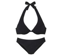 Bügel-Bikini S.OLIVER "Naila", Damen, Gr. 38, Cup F, schwarz, Microfaser, Polyamid, Strukturmuster, Bikini-Sets, mit Struktur (30848110-38) schwarz