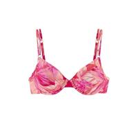 Bügel-Bikini-Top S.OLIVER "Jayce", Gr. 44, Cup C, rosa (pfirsich bedruckt), Recycling-Polyamid, bedruckt, Bikini-Oberteile, mit goldfarbigen Zierringen (83046158-44) pfirsich bedruckt