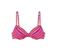 Bügel-Bikini-Top S.OLIVER "Fun", Damen, Gr. 36, Cup B, pink (pink bedruckt), Recycling-Polyamid, gestreift, Bikini-Oberteile, im trendigen Streifen-Design (82867736-36) pink bedruckt
