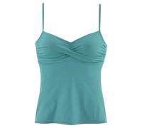 Bügel-Tankini-Top S.OLIVER "Spain", Damen, Gr. 40, Cup C, blau (türkis), Microfaser, Microfaser, unifarben, Bikini-Oberteile, mit Wickeloptik (742599-40) türkis