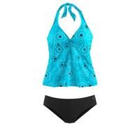 Bügel-Tankini S.OLIVER, Damen, Gr. 38, Cup E, grün (türkis, bedruckt), Polyamid, Bikini-Sets, mit schönem Druckdesign, Topseller (453052-38) türkis, bedruckt
