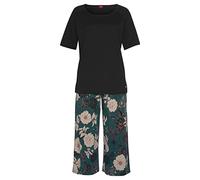 Capri-Pyjama S.OLIVER Gr. 32/34, bunt (schwarz, dunkelgrün, gemustert) Damen Homewear-Sets (34530647-32) schwarz, dunkelgrün, gemustert
