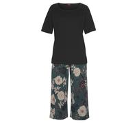 Capri-Pyjama S.OLIVER Gr. 44/46, bunt (schwarz, dunkelgrün, gemustert) Damen Homewear-Sets (34530647-44) schwarz, dunkelgrün, gemustert