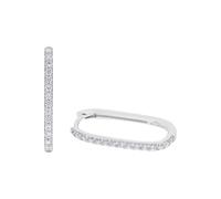 s.Oliver Creolen 925 Sterling Silber Damen Ohrschmuck, mit Zirkonia synth., 2,3 cm, Weiß, Kommt in Schmuck Geschenk Box, 2039700