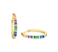 Paar Creolen S.OLIVER "Regenbogen, 2035503" Ohrringe Gr. Silber 925 (Sterlingsilber), bunt (gelbgoldfarben, orange, gelb, lila, grün, blau, blau) Damen Creolen mit Zirkonia (synth.) (87943539-0)