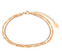 s.Oliver Damen Fußkettchen 2037980 Glassteine apricot Edelstahl rosegold IP