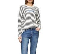 s.Oliver Damen Gestreiftes Langarmshirt im Relaxed Fit mit Artwork T-Shirt
