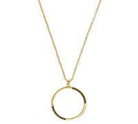 s.Oliver Kette mit Anhänger Damen, Schwarz, Ring, 22 mm, Zirkonia synth., Schwarz, 1,4 mm, Silber 925, gelbvergoldet 2034886