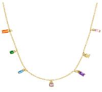 s.Oliver Damen Halskette 2035510 Silber vergoldet mit synth. Zirkonia bunt