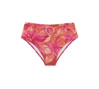 Highwaist-Bikini-Hose S.OLIVER "Jayce", Damen, Gr. 42, N-Gr, rosa (pfirsich bedruckt), Recycling-Polyamid, bedruckt, Badehosen, mit breitem Gürtel (74731502-42) pfirsich bedruckt