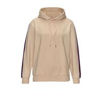 Hoodie S.OLIVER, Damen, Gr. 40/42, beige (sand), Sweatware, Obermaterial: 95% Baumwolle, 5% Elasthan, unifarben mit Farbeinsatz, lässig geschnitten normal, Rundhals, Bündchen, Sweatshirts Hoodie, mit 