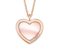 s.Oliver Damen Kette 42+3cm mit Anhänger Herz 925 Sterling Silber Perlmutt