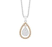 s.Oliver Damen-Kette mit Anhänger bicolor Tropfen 925 Silber teilvergoldet Zirkonia weiß 45 cm - 567442