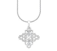 s.Oliver Damen-Kette mit Anhänger Blumen 925 Silber rhodiniert Zirkonia weiß 45 cm - 523431