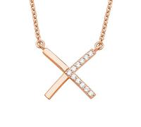 s.Oliver Damen Kette 42+3 cm längenverstellbar mit X Anhänger 925 Sterling Silber veredelt mit weißen Zirkonia