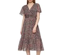 s.Oliver Damen Kleid - Chiffon, V-Ausschnitt, All-Over-Print