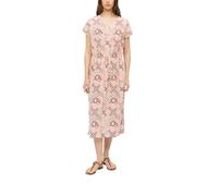 s.Oliver Damen Midi-Kleid aus Baumwollmix - Relaxed Fit, V-Ausschnitt, Tunnelzug, weich und elastisch