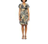 s.Oliver Damen Kleid - Leinenmix, All-Over-Print, Raffung