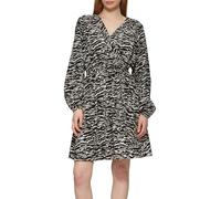 s.Oliver Damen Kleid - Wickeloptik, V-Ausschnitt, Langarm, Crêpe