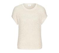 Kurzarmpullover S.OLIVER, Damen, Gr. 36/38, beige (creme), Strick, Obermaterial: 100% Polyacryl, unifarben, figurumspielend hüftlang, Rundhals, Rippstrickbündchen, Pullover, mit weitem Rundhalsausschn