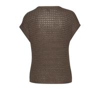 Kurzarmpullover S.OLIVER, Damen, Gr. 44/46, taupe, Strick, Obermaterial: 100% Polyacryl, unifarben, figurumspielend hüftlang, Rundhals, Rippstrickbündchen, Pullover, mit weitem Rundhalsausschnitt und