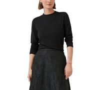 S.Oliver Damen Langarm-Shirt Aus Viskose-Jersey Schmucksteinen T-Shirt Langarm Mit Stehkragen, 9999_schwarz, 42 EU