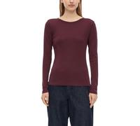 Langarmshirt S.OLIVER, Damen, Gr. 38, rot (burgundy), Jersey, Obermaterial: 100% Baumwolle, regular fit hüftlang, U-Boot-Ausschnitt, gerader Abschluss, Shirts Langarmshirt, mit U-Boot-Ausschnitt (4453