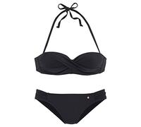 Bügel-Bandeau-Bikini S.OLIVER Gr. 36, Cup A, schwarz Damen Bikini-Sets Ocean Blue mit Raffung (18238641-36)