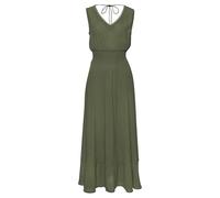 Maxikleid S.OLIVER, Damen, Gr. 42, N-Gr, grün (khaki), Cru00eape, Obermaterial: 100% Viskose, unifarben, modisch, figurumspielend knöchellang, V-Ausschnitt, ohne Ärmel, Kleider, aus gekreppter Viskose