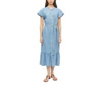 s.Oliver Damen Midi-Denimkleid - Relaxed Fit, Flügelärmel, Lyocell-Denim, mit Textilgürtel und Stehkragen