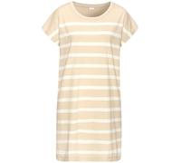 Nachthemd S.OLIVER, Damen, Gr. 40/42, N-Gr, beige (beige, weiß, gestreift), Single Jersey, Obermaterial: 60% Baumwolle, 40% Polyester, gestreift, unifarben, casual, loose fit mini, Rundhals, Kurzarm a