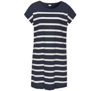 Nachthemd S.OLIVER, Damen, Gr. 40/42, N-Gr, blau (dunkelblau, weiß, gestreift), Single Jersey, Obermaterial: 60% Baumwolle, 40% Polyester, gestreift, unifarben, casual, loose fit mini, Rundhals, Kurza