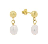 s.Oliver Damen Ohrhänger 2040599 Silber 925 vergoldet mit Süßwasserzuchtperle