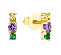 s.Oliver Damen Ohrstecker 2035502 Blume Zirkonia bunt Silber vergoldet